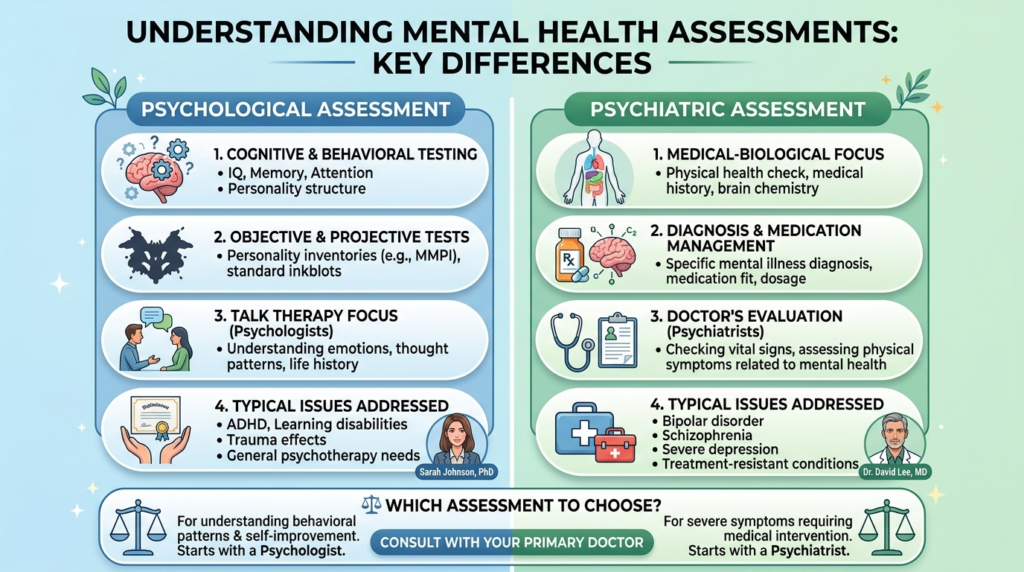 Psychological vs. Psychiatric Assessment: The Difference